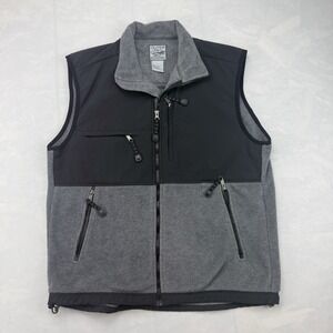 Outer Boundary Mens L Fleece Vest Black Gray Full Zip Outdoor Hiking